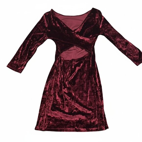 Velvet Burgundy Dress - center cut-out - Picture 1 of 6
